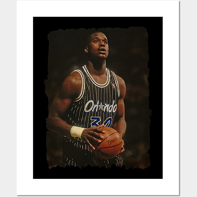 Shaquille O'Neal in Orlando Magic Vintage Wall Art by CAH BLUSUKAN